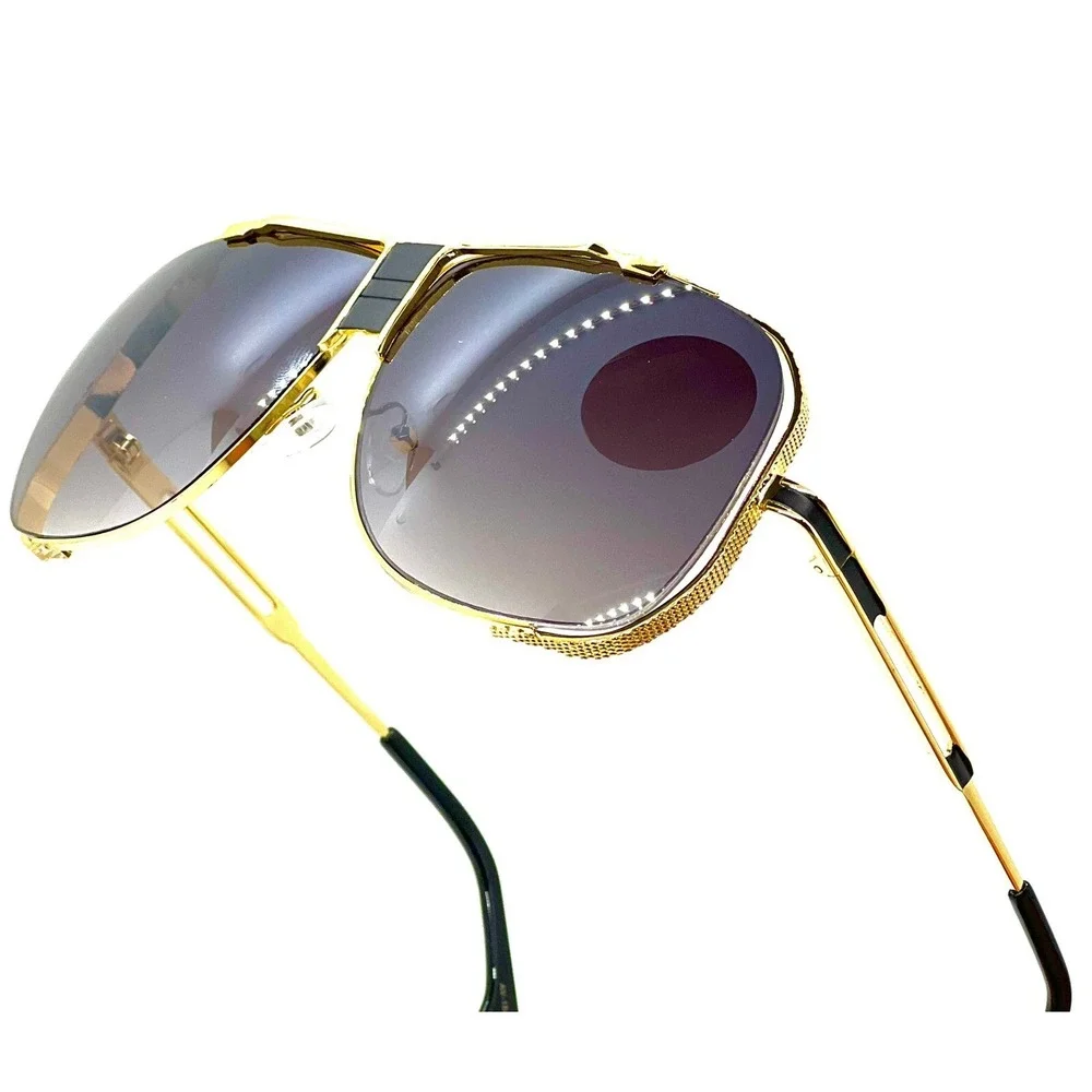 Sunglasses Men Vintage Pilot Square Trendy Metal Steampunk Fishing Driving Gafas